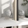 image:imageDeco 79 Marble Globe Decorative Bookends Non Skid Bookends with Silver Metal Accents Set of 2 Office Bookends5W 7H White
