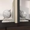 image:imageDeco 79 Marble Globe Decorative Bookends Non Skid Bookends with Silver Metal Accents Set of 2 Office Bookends5W 7H White