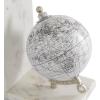 image:imageDeco 79 Marble Globe Decorative Bookends Non Skid Bookends with Silver Metal Accents Set of 2 Office Bookends5W 7H White