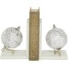 image:imageDeco 79 Marble Globe Decorative Bookends Non Skid Bookends with Silver Metal Accents Set of 2 Office Bookends5W 7H White