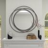 image:imageDeco 79 Metal Abstract Room Wall Mirror Entryway Mirror with Overlapping Circles Wall Mounted Mirror 32 x 1 x 32 BlackGrey