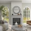 image:imageDeco 79 Metal Abstract Room Wall Mirror Entryway Mirror with Overlapping Circles Wall Mounted Mirror 32 x 1 x 32 BlackGrey
