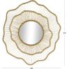 image:imageDeco 79 Metal Floral Room Wall Mirror Layered Frame Entryway Mirror with Layered Floral Frame Wall Mounted Mirror 33 x 4 x 34 GoldGold