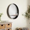 image:imageDeco 79 Metal Room Wall Mirror 1 Shelf Entryway Mirror Wall Mounted Mirror 24 x 5 x 24 Black