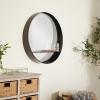 image:imageDeco 79 Metal Room Wall Mirror 1 Shelf Entryway Mirror Wall Mounted Mirror 24 x 5 x 24 Black