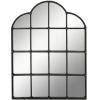 image:imageDeco 79 Metal Room Wall Mirror Arched Window Pane Entryway Mirror Wall Mounted Mirror 24 x 2 x 48 BrownBlack