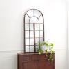 image:imageDeco 79 Metal Room Wall Mirror Arched Window Pane Entryway Mirror Wall Mounted Mirror 24 x 2 x 48 BrownBrown