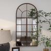 image:imageDeco 79 Metal Room Wall Mirror Arched Window Pane Entryway Mirror Wall Mounted Mirror 24 x 2 x 48 BrownBrown