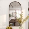image:imageDeco 79 Metal Room Wall Mirror Arched Window Pane Entryway Mirror Wall Mounted Mirror 24 x 2 x 48 BrownBrown