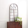 image:imageDeco 79 Metal Room Wall Mirror Arched Window Pane Entryway Mirror Wall Mounted Mirror 24 x 2 x 48 BrownBrown