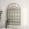 image:imageDeco 79 Metal Room Wall Mirror Arched Window Pane Entryway Mirror Wall Mounted Mirror 24 x 2 x 48 BrownBrown