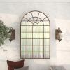 image:imageDeco 79 Metal Room Wall Mirror Arched Window Pane Entryway Mirror Wall Mounted Mirror 24 x 2 x 48 BrownBrown