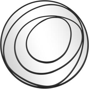 image:imageDeco 79 Metal Abstract Room Wall Mirror Entryway Mirror with Overlapping Circles Wall Mounted Mirror 32 x 1 x 32 BlackBlack