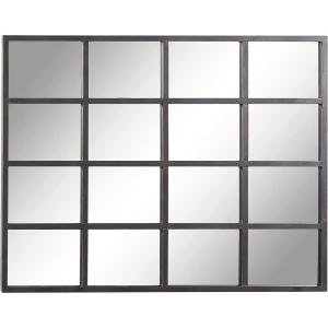 image:imageDeco 79 Metal Room Wall Mirror Arched Window Pane Entryway Mirror Wall Mounted Mirror 24 x 2 x 48 BrownBlack