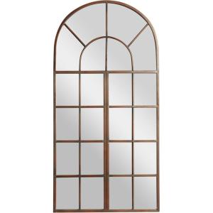 image:imageDeco 79 Metal Room Wall Mirror Arched Window Pane Entryway Mirror Wall Mounted Mirror 24 x 2 x 48 BrownBrown