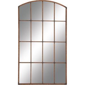 image:imageDeco 79 Metal Room Wall Mirror Arched Window Pane Entryway Mirror Wall Mounted Mirror 24 x 2 x 48 BrownCopper