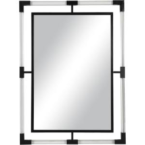 image:imageDeco 79 Metal Room Wall Mirror Double Framed Entryway Mirror with Acrylic Frame Wall Mounted Mirror 28 x 1 x 38 Black