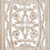 image:imageDeco 79 Mango Wood Floral Handmade Home Wall Decor Intricately Carved Arabesque Wall Sculpture Wall Art 24 x 1 x 51 GrayCream