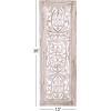 image:imageDeco 79 Mango Wood Floral Handmade Home Wall Decor Intricately Carved Arabesque Wall Sculpture Wall Art 24 x 1 x 51 GrayCream