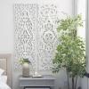 image:imageDeco 79 Mango Wood Floral Handmade Home Wall Decor Intricately Carved Arabesque Wall Sculpture Wall Art 24 x 1 x 51 GrayWhite
