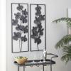 image:imageDeco 79 Metal Floral Home Wall Decor Wall Sculpture with Black Frames and Butterfly Accents Set of 2 Wall Art 12W 28H TealBlack