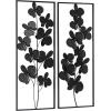 image:imageDeco 79 Metal Floral Home Wall Decor Wall Sculpture with Black Frames and Butterfly Accents Set of 2 Wall Art 12W 28H TealBlack