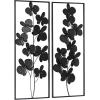 image:imageDeco 79 Metal Floral Home Wall Decor Wall Sculpture with Black Frames and Butterfly Accents Set of 2 Wall Art 12W 28H TealBlack