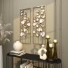 image:imageDeco 79 Metal Floral Home Wall Decor Wall Sculpture with Black Frames and Butterfly Accents Set of 2 Wall Art 12W 28H TealGold