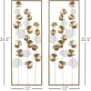 image:imageDeco 79 Metal Floral Home Wall Decor Wall Sculpture with Black Frames and Butterfly Accents Set of 2 Wall Art 12W 28H TealGold