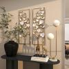 image:imageDeco 79 Metal Floral Home Wall Decor Wall Sculpture with Black Frames and Butterfly Accents Set of 2 Wall Art 12W 28H TealGold