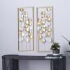 image:imageDeco 79 Metal Floral Home Wall Decor Wall Sculpture with Black Frames and Butterfly Accents Set of 2 Wall Art 12W 28H TealGold