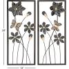 image:imageDeco 79 Metal Floral Home Wall Decor Wall Sculpture with Black Frames and Butterfly Accents Set of 2 Wall Art 12W 28H TealTeal