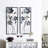 image:imageDeco 79 Metal Floral Home Wall Decor Wall Sculpture with Black Frames and Butterfly Accents Set of 2 Wall Art 12W 28H TealTeal