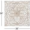 image:imageDeco 79 Wood Floral Handmade Home Wall Decor Intricately Carved Mandala Wall Sculpture with Brown Distressing Wall Art 36 x 1 x 36 White36L x 1W