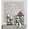 image:imageDeco 79 Wood Floral Handmade Home Wall Decor Intricately Carved Mandala Wall Sculpture with Brown Distressing Wall Art 36 x 1 x 36 White36L x 1W