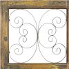 image:imageDeco 79 Wood Scroll Home Wall Decor Window Inspired Wall Sculpture with Metal Scrollwork Relief Wall Art 14 x 1 x 36 Brown