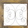 image:imageDeco 79 Wood Scroll Home Wall Decor Window Inspired Wall Sculpture with Metal Scrollwork Relief Wall Art 14 x 1 x 36 Brown