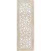 image:imageDeco 79 Mango Wood Floral Handmade Home Wall Decor Intricately Carved Arabesque Wall Sculpture Wall Art 24 x 1 x 51 GrayCream