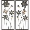 image:imageDeco 79 Metal Floral Home Wall Decor Wall Sculpture with Black Frames and Butterfly Accents Set of 2 Wall Art 12W 28H TealTeal