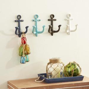 image:imageDeco 79 Coastal Metal Wall Hook Decorative Wall Mounted Coat Hooks for Hanging Coats Scarves Bags Purses Backpacks Keys Hats S4 5W 9H Multi