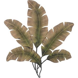 image:imageDeco 79 Metal Leaf Home Wall Decor Palm Wall Sculpture with Green Accents Wall Art 32 x 1 x 36 Brown1