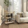 image:imageDeco 79 Marble Rolling 1 Glass and 2 Marble Shelves Bar Cart with Handles 27 x 13 x 33 Gold