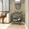 image:imageDeco 79 Metal Bar Cart Rolling Round 2 Mirrored Shelf with Top Handle 27 x 15 x 30 GoldBlack