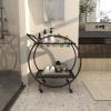 image:imageDeco 79 Metal Bar Cart Rolling Round 2 Mirrored Shelf with Top Handle 27 x 15 x 30 GoldBlack