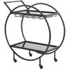 image:imageDeco 79 Metal Bar Cart Rolling Round 2 Mirrored Shelf with Top Handle 27 x 15 x 30 GoldBlack