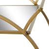 image:imageDeco 79 Metal Bar Cart Rolling Round 2 Mirrored Shelf with Top Handle 27 x 15 x 30 GoldGold
