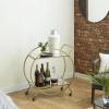 image:imageDeco 79 Metal Bar Cart Rolling Round 2 Mirrored Shelf with Top Handle 27 x 15 x 30 GoldGold