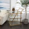 image:imageDeco 79 Metal Glass Shelf 3 Tier Bar Cart with Side Guards and Handle 27 x 18 x 35 Gold