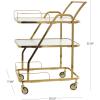 image:imageDeco 79 Metal Glass Shelf 3 Tier Bar Cart with Side Guards and Handle 27 x 18 x 35 Gold