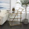 image:imageDeco 79 Metal Glass Shelf 3 Tier Bar Cart with Side Guards and Handle 27 x 18 x 35 Gold